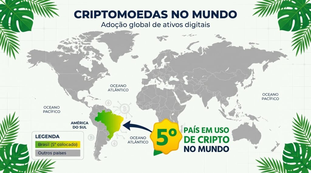 O Brasil está entre os cinco países que mais usam cripto no mundo.