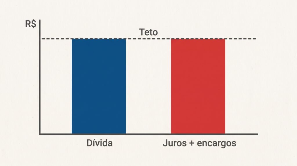 Juros e encargos não podem passar || do valor original da dívida.