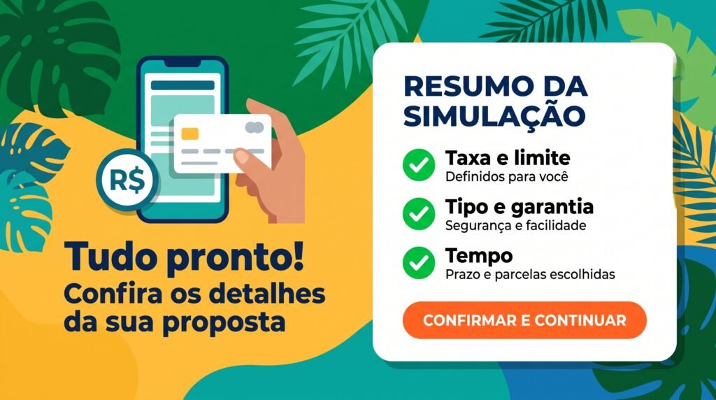 Resumo: taxa e limite, tipo e garantia, || e o tempo que o dinheiro vai ficar.